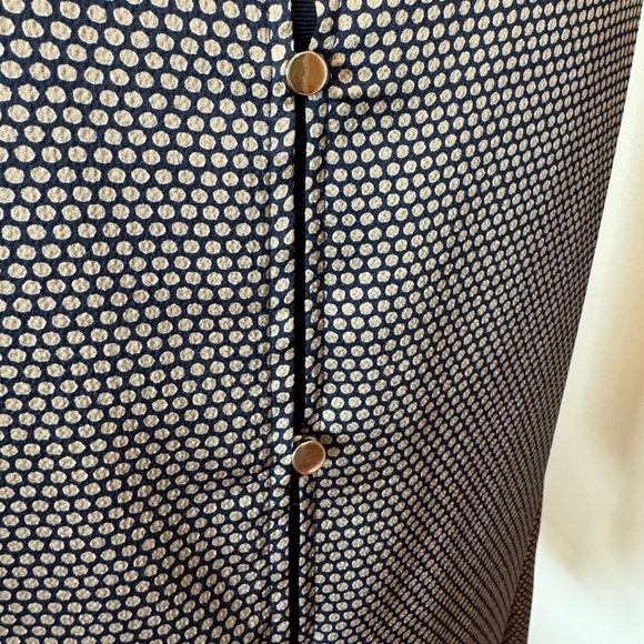 ESPRIT Dots Blouse Button Back Top Long Sleeve Navy Blue With Gold Pattern - Picture 3 of 6